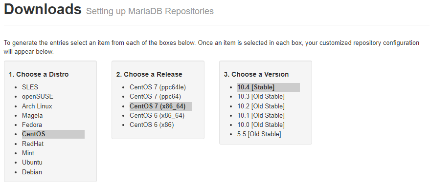 Repositorio MariaDB para Instalar Centovacast